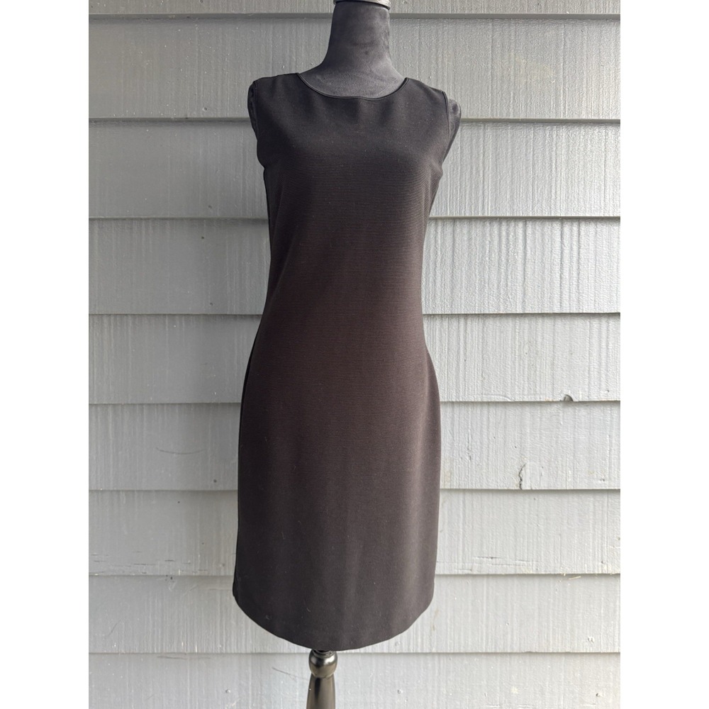 Mario Serrani Italy Textured Knit Stretch Black Sleeveless Dress Size Small!